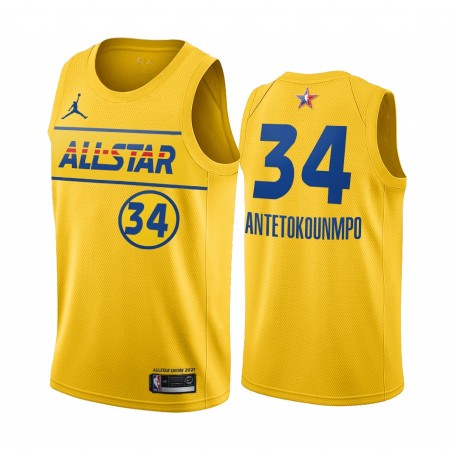 NBA Mænd Trøje Milwaukee Bucks Giannis Antetokounmpo 34 2021 All-Star Jordan Brand Gold Swingman NBA Mænd Trøje Milwaukee Bucks Giannis Antetokounmpo 34 2021 All-Star Jordan Brand Gold Swingman
